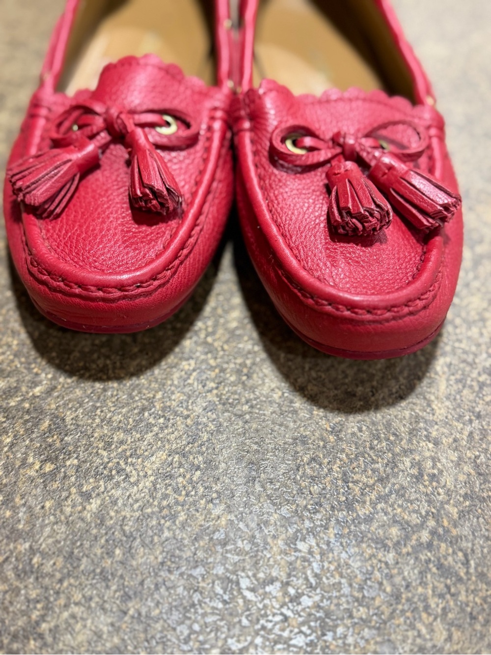 Coach Red Leather Tassel Loafers